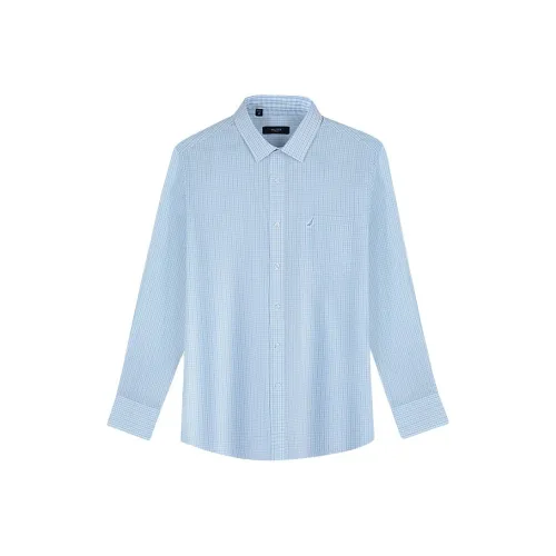 NAUTICA TAILORED Светло-синий Клетчатый Мужские Рубашки