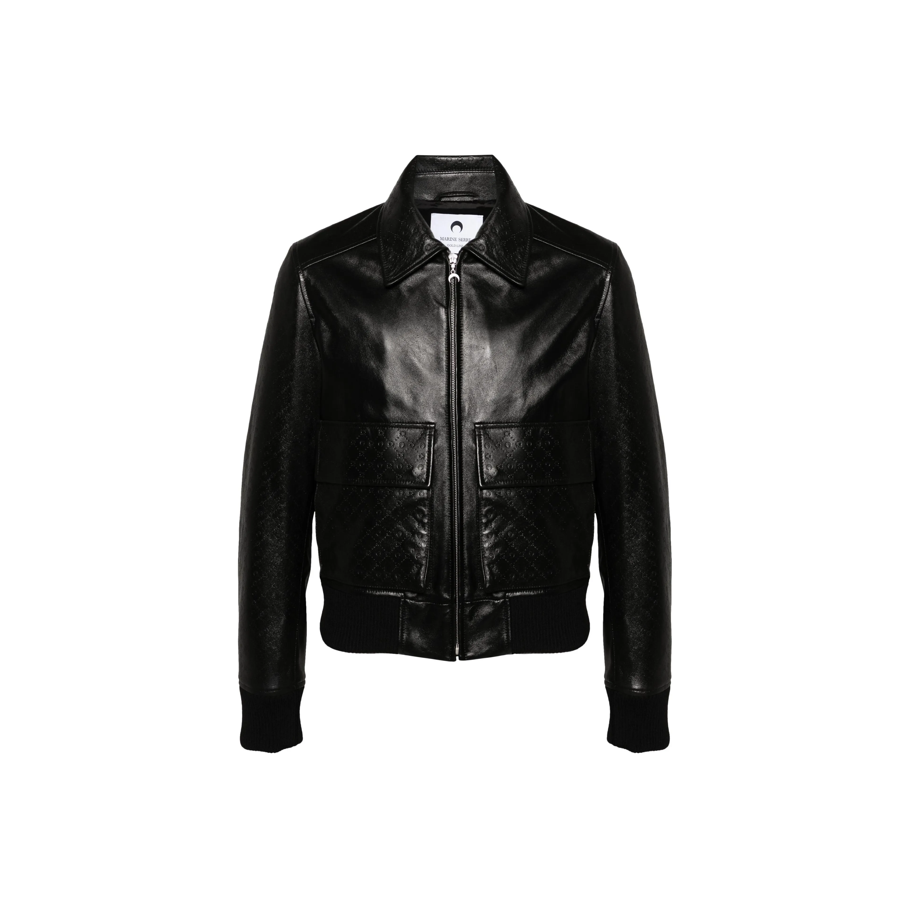 Marine Serre Embossed Leather Aviator Jacket