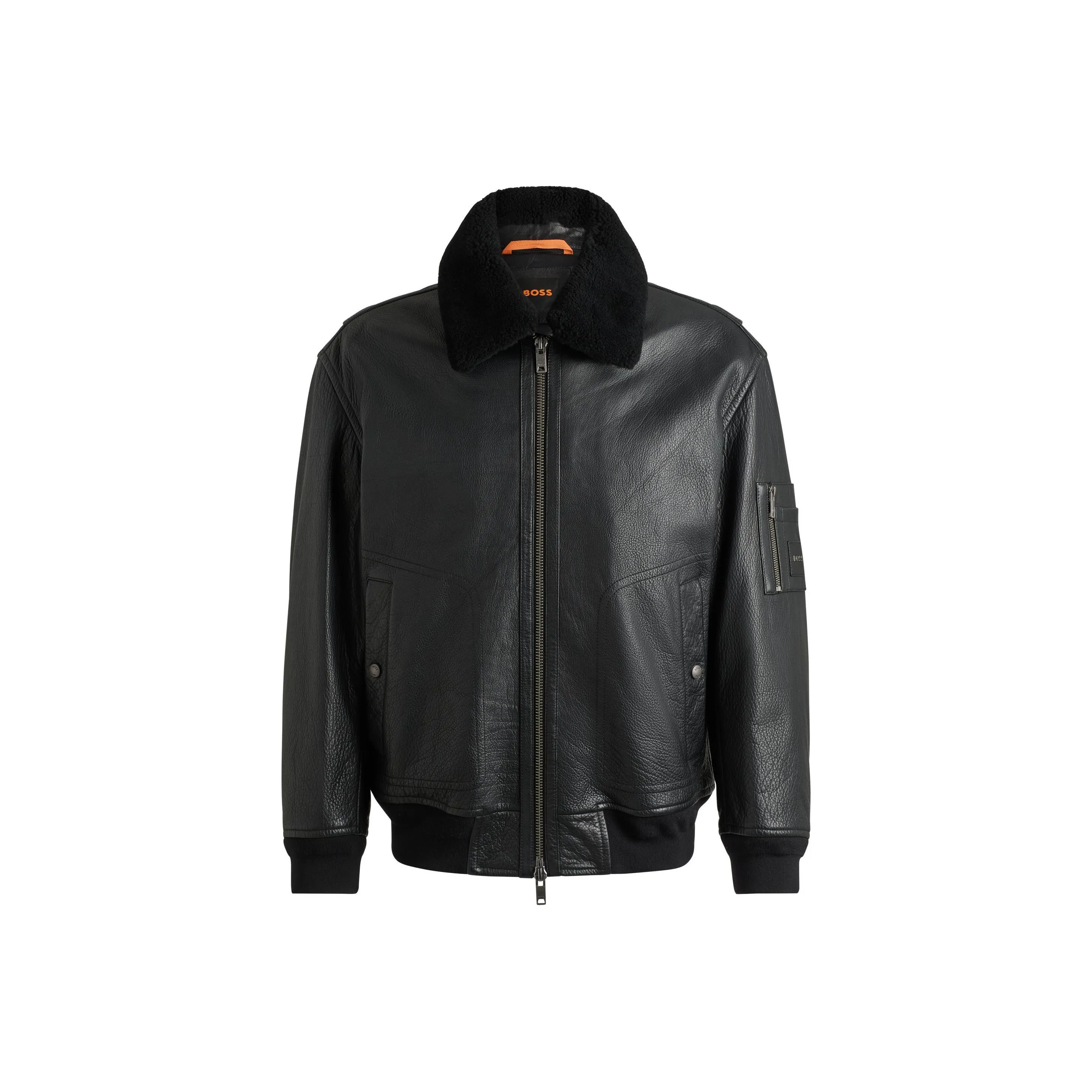 HUGO BOSS Zip Up Leather Jacket