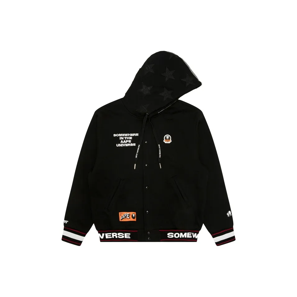 Aape By *A Bathing APE® Moonface Logo Hooded Varsity Jacket
