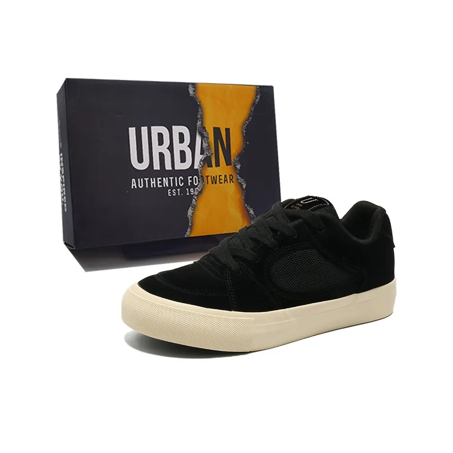 URBAN AUTHENTIC Slip-resistant Abrasion-resistant Low-top Skateboard Shoes Men's Black URBAN AUTHENTIC Противоскользящие Износостойкие Низкие Кеды для Скейтбординга Мужские Черные