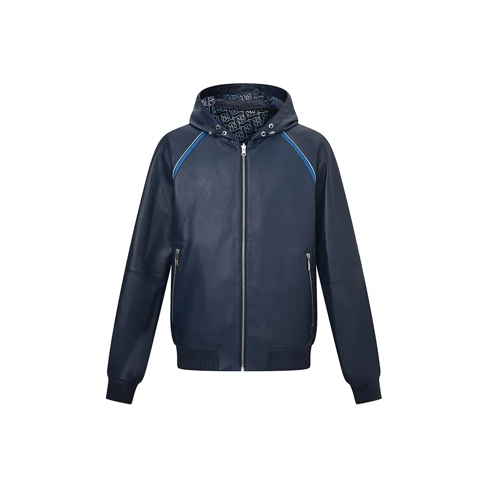 RARE Leather Jacket Men's Deep Navy Blue