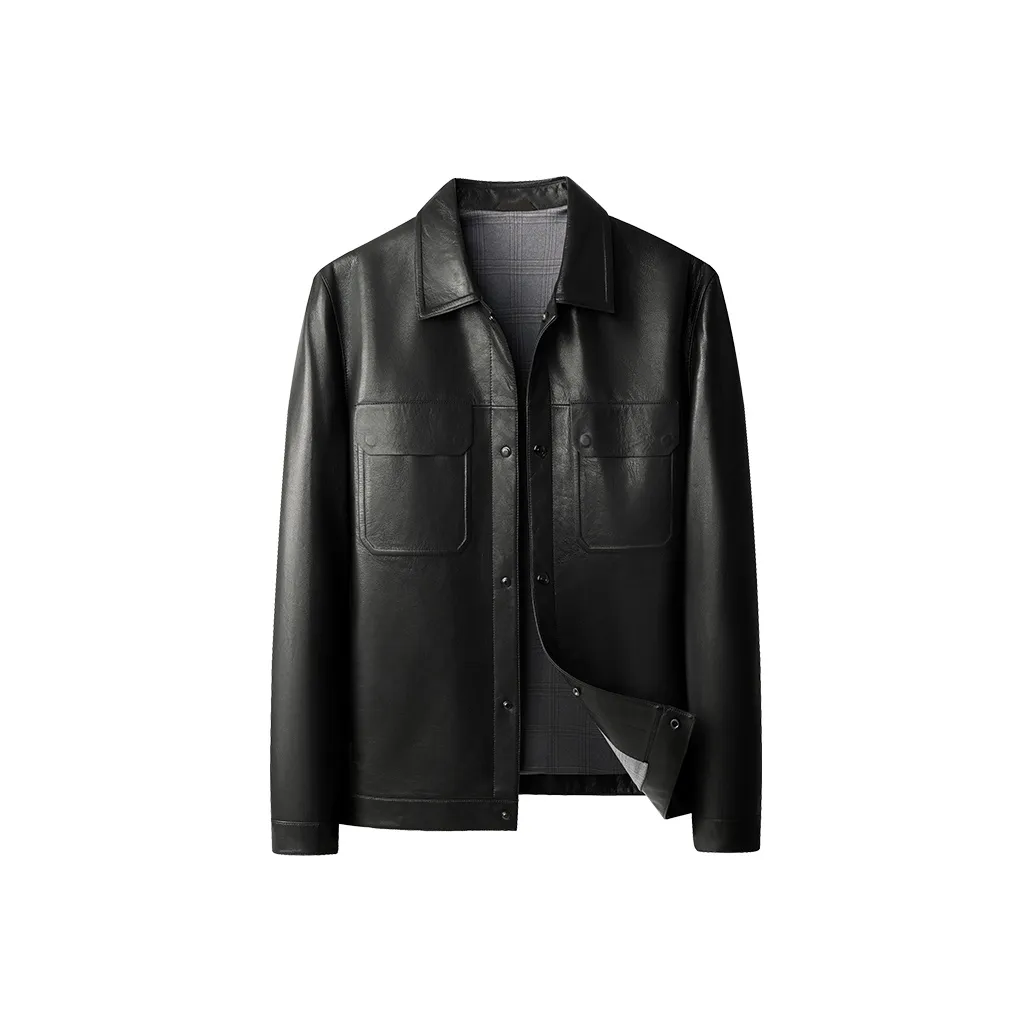 PIERRE CARDIN Leather Jacket Men's Black