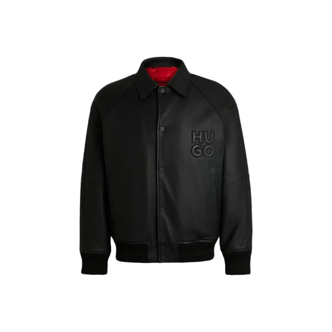 HUGO BOSS FW24 Leather Jacket Men's Black
