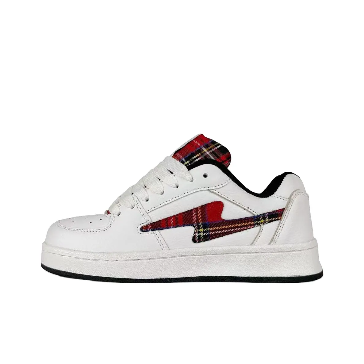 BKAE Slip-resistant Abrasion-resistant Lightweight Low-Top Skateboard Shoes Unisex Scottish White Red BKAE Противоскользящие Устойчивые к износу Легкие Низкие Кроссовки для скейтбординга Унисекс Шотландский Белый Красный