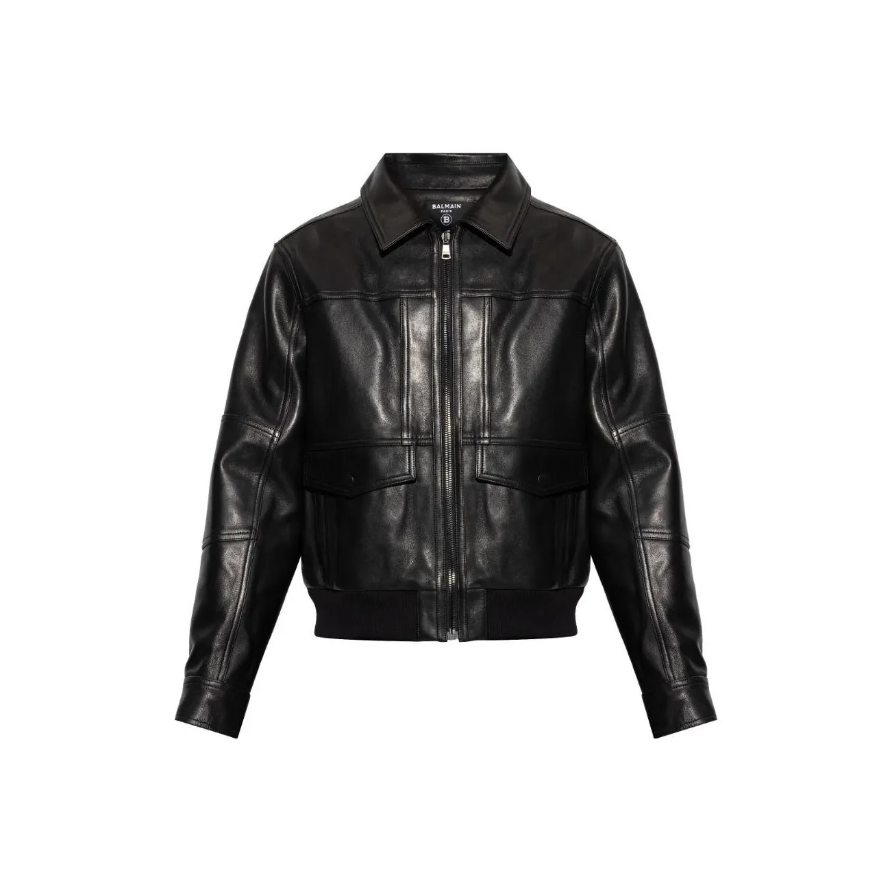 BALMAIN Classic Collared Zipped Leather Jacket