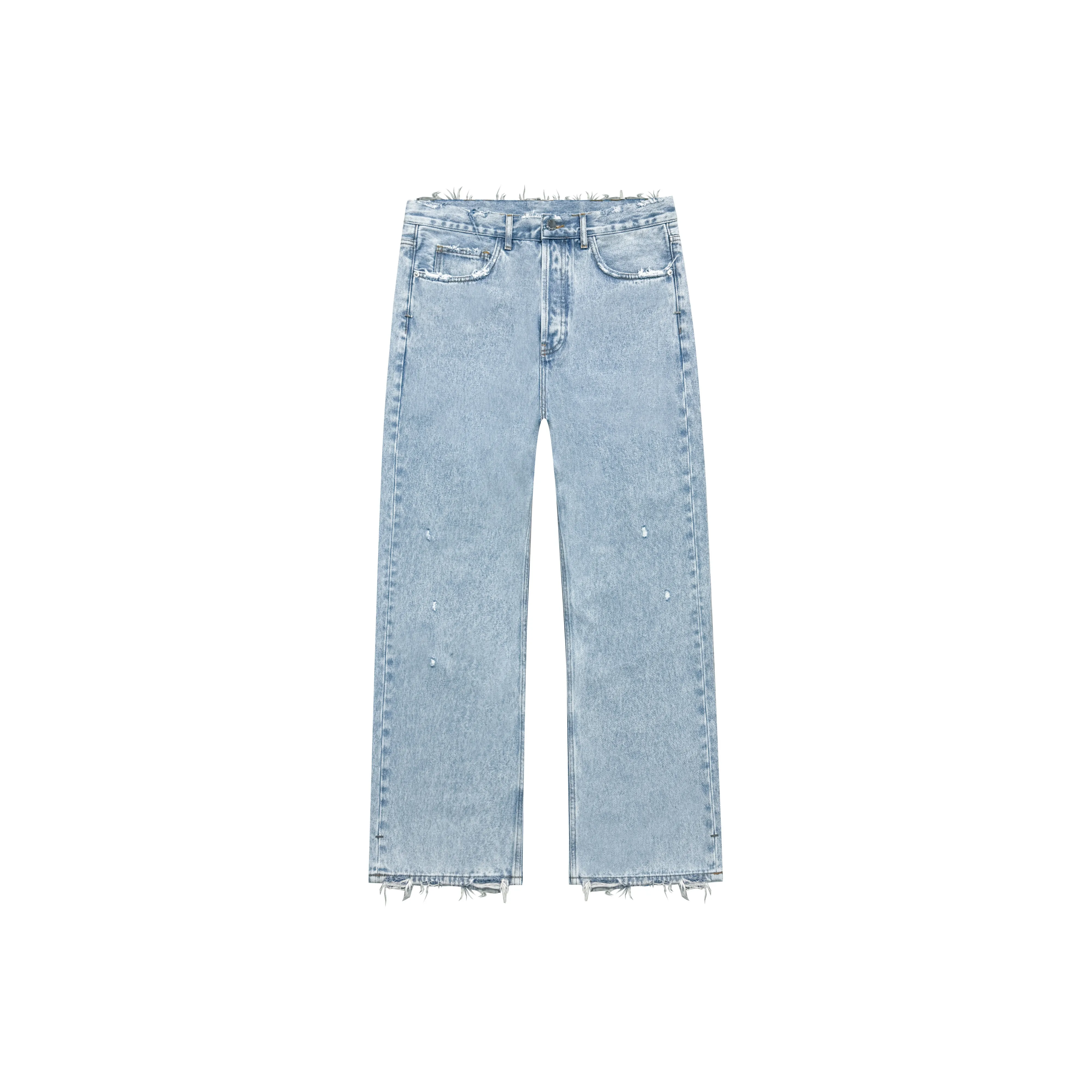 Askyurself Джинсы прямого кроя Унисекс Выстиранный Синий