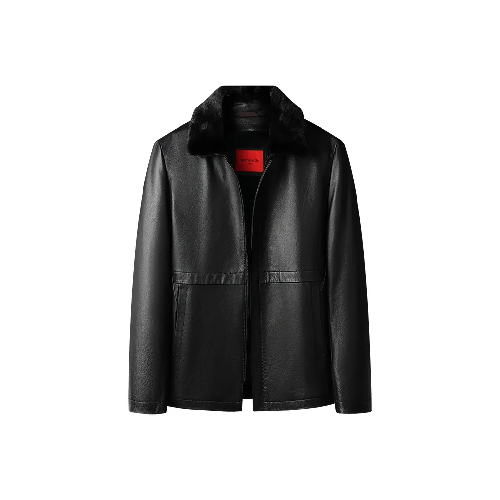 PIERRE CARDIN Leather Jacket Men's Black