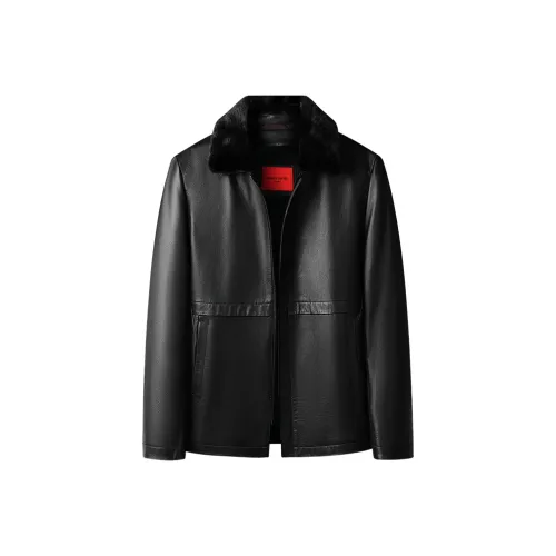 PIERRE CARDIN Черный Мужские Кожаные Куртки
