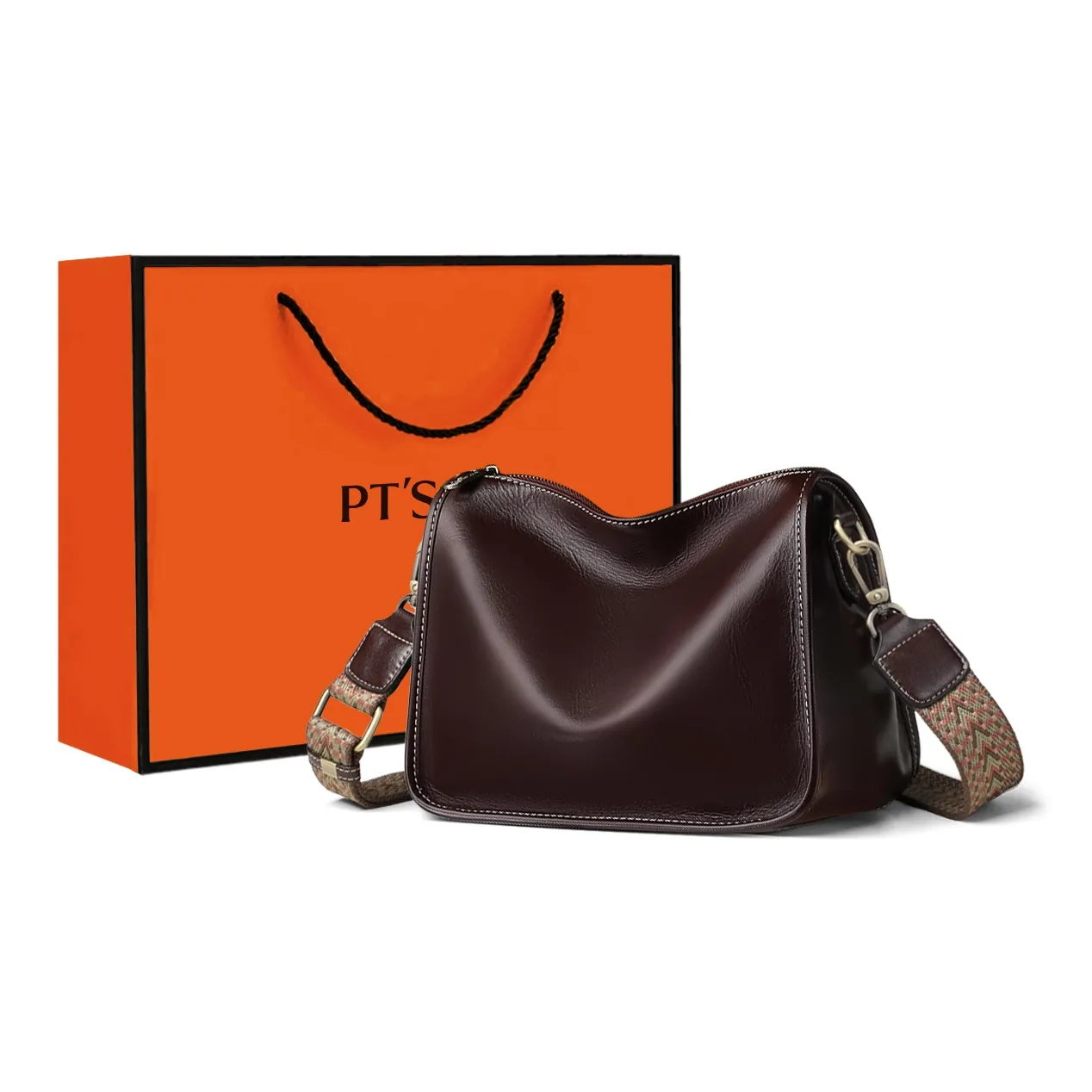 PT'SON Коровья кожа Маленькая квадратная сумка Сумка через плечо Стандартная Женская Многоцветная