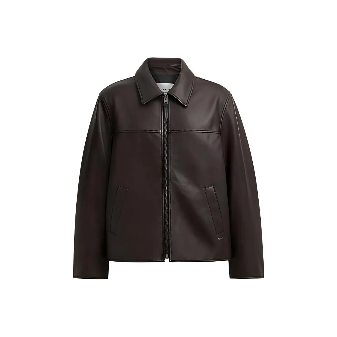 COACH SS24 Leather Jacket Men's Red Coffee