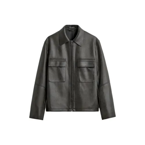 ZARA Зеленый Мужские кожаные куртки