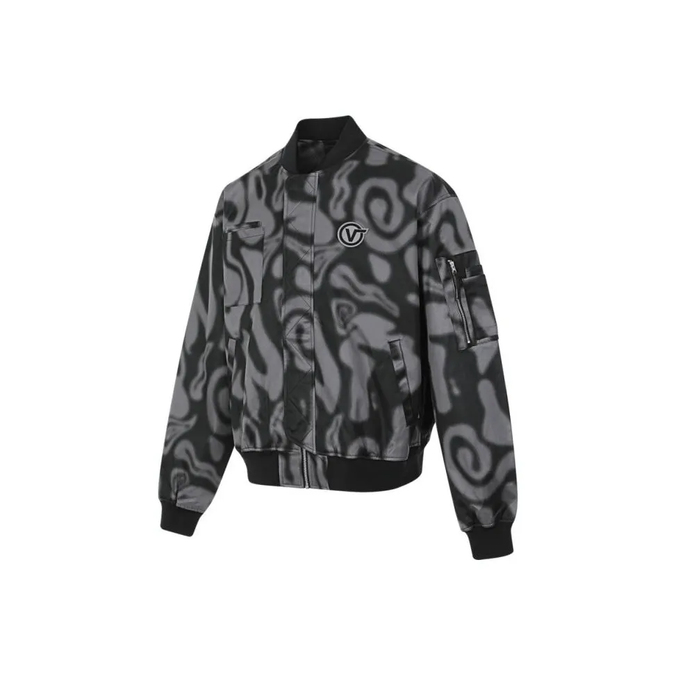 Vans BLUR LOGO BOMBER Baseball Jacket Men's Black Gray