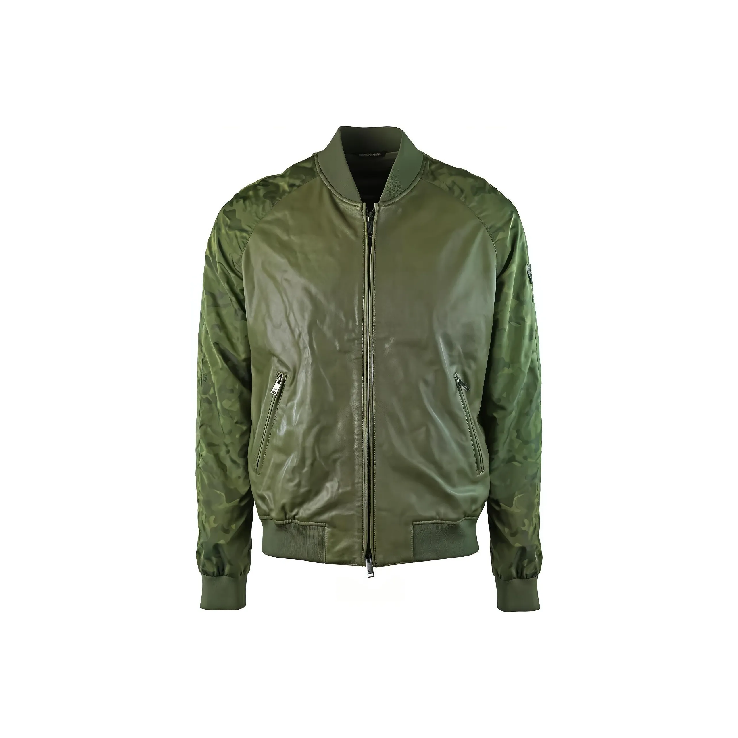 EMPORIO ARMANI Leather Jacket Men's Green
