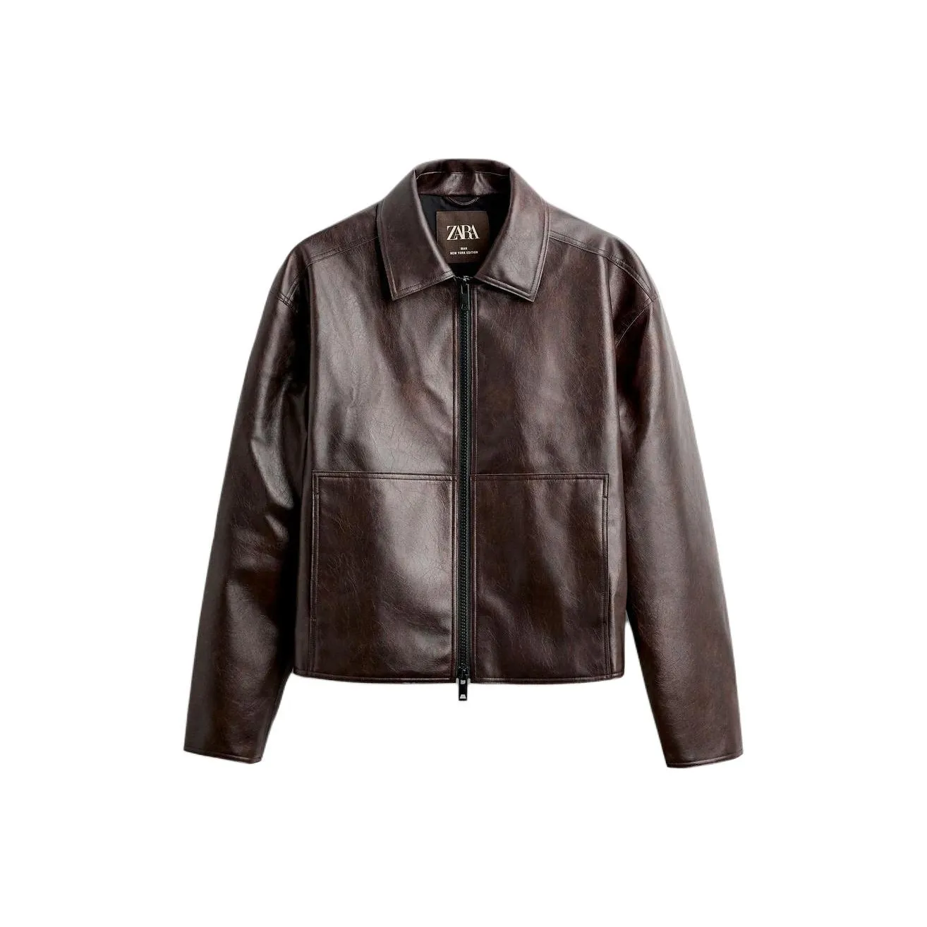 ZARA Leather Jacket Men's Dark Brown