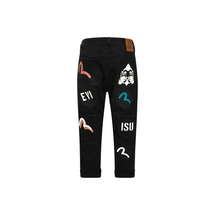 EVISU Logo patch Cropped Jeans
