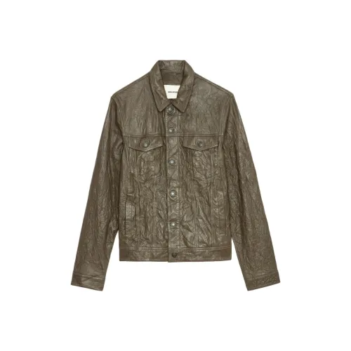 Zadig & Voltaire Латте Зеленый Мужские Кожаные Куртки