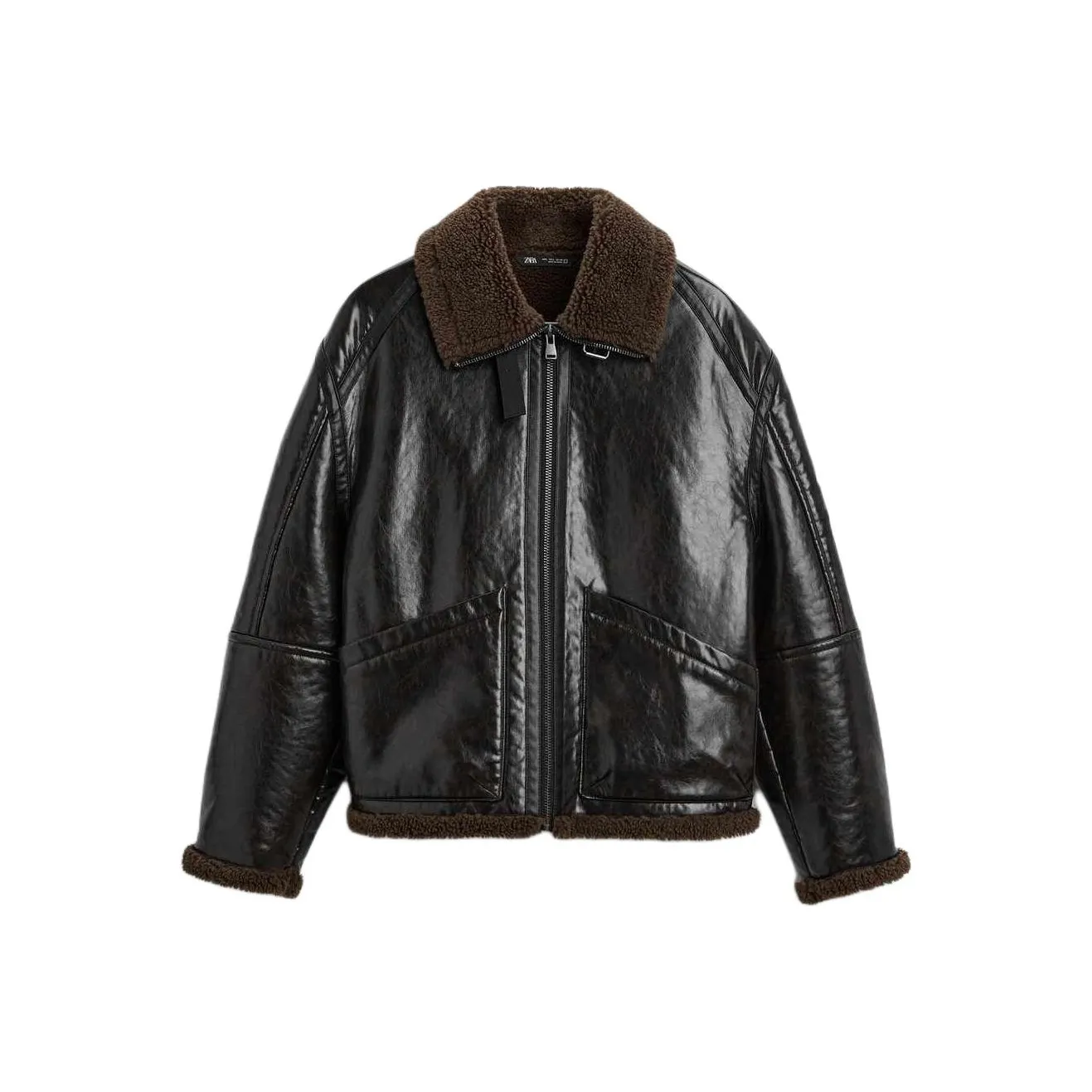 ZARA Leather Jacket Men's Brown