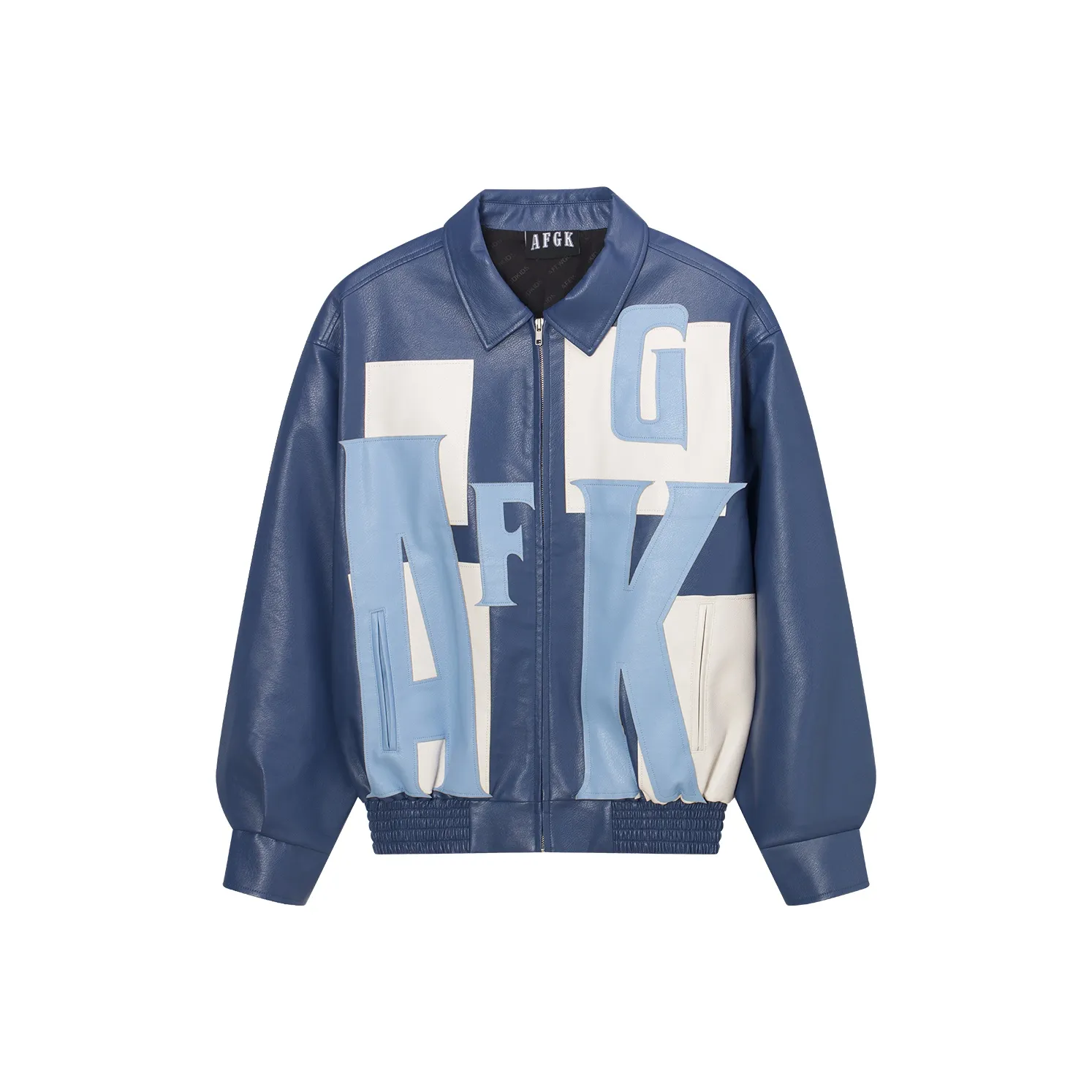AFGK FW24 Leather Jacket Unisex Blue