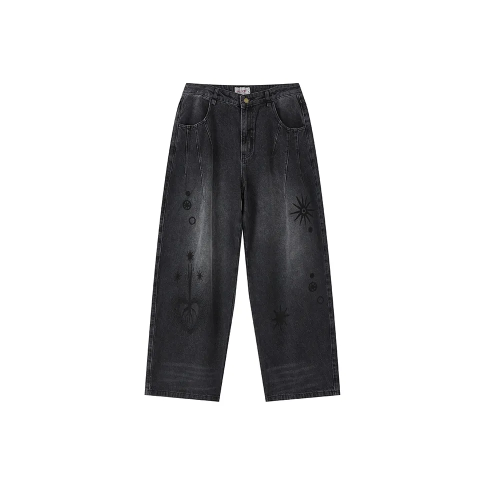WULISHAONIAN Jeans Unisex Rock Black