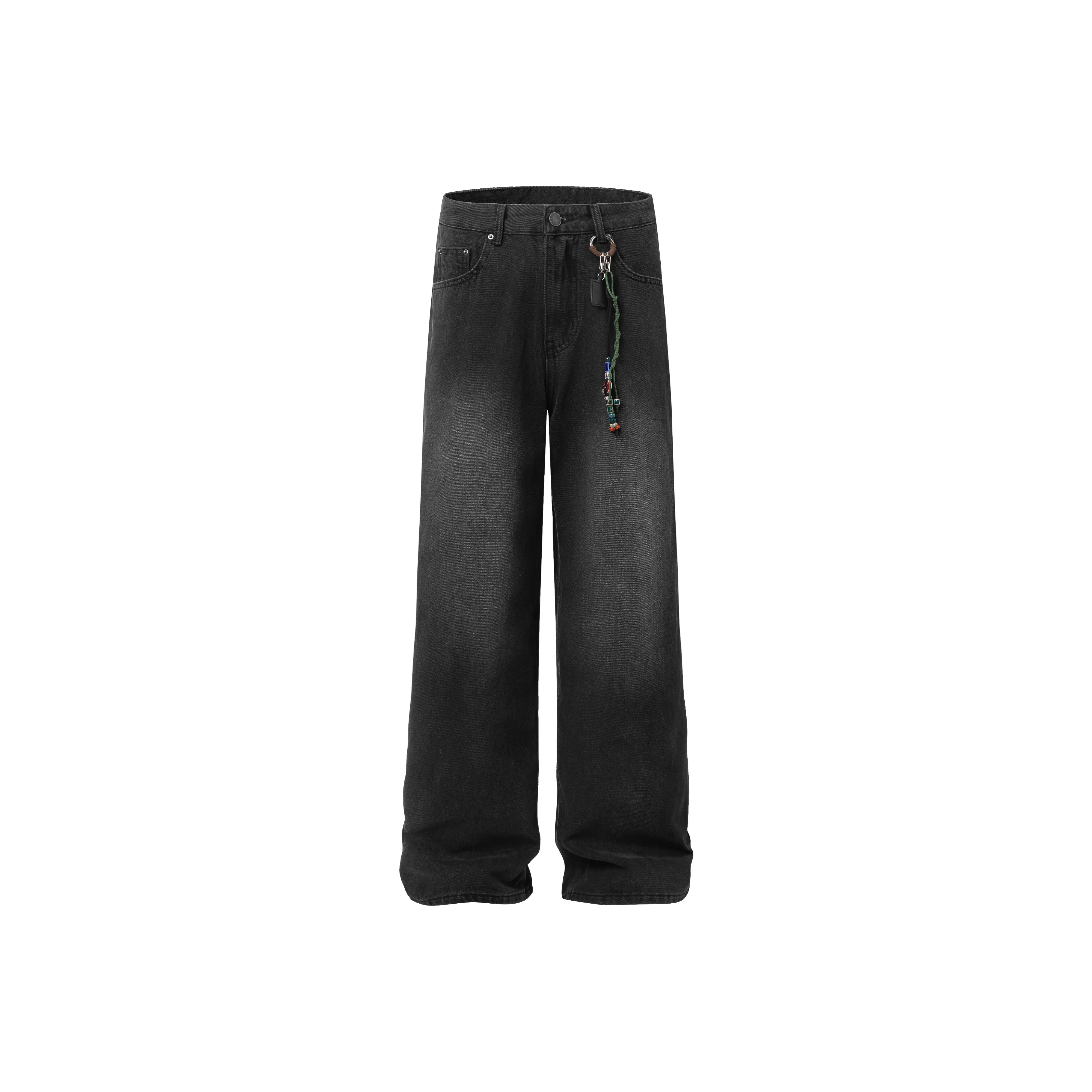 MAD WITCH Bootcut Jeans Loose Fit Casual Wide Leg Pants Unisex Black MAD WITCH Буткат Джинсы Свободный крой Повседневный Широкие брюки Унисекс Черный