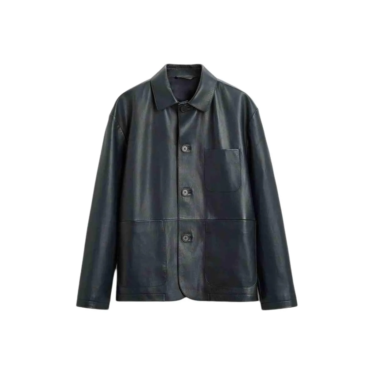ZARA Leather Jacket Men's Sea Blue