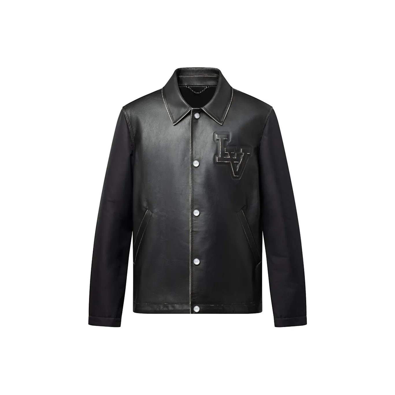 Lv Vintage Effect Leather And Nylon Coach Jacket