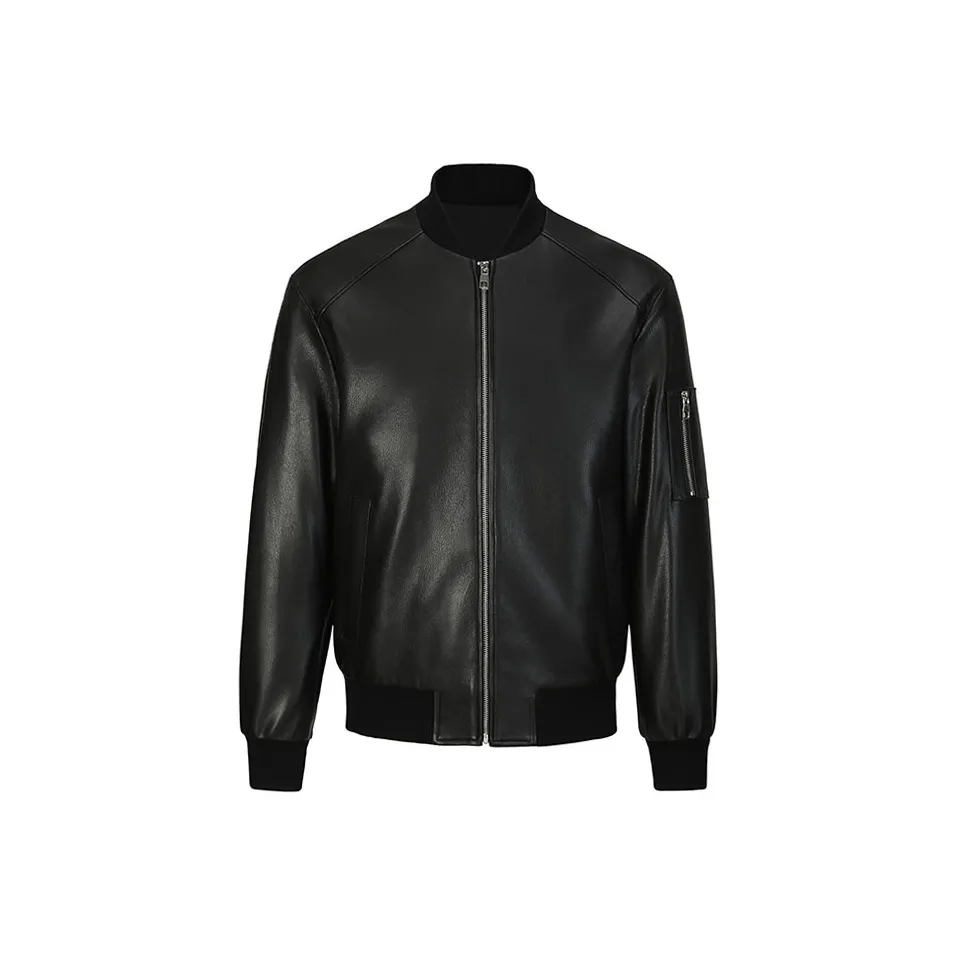 DAVID NAMAN Leather Jacket Men's Black