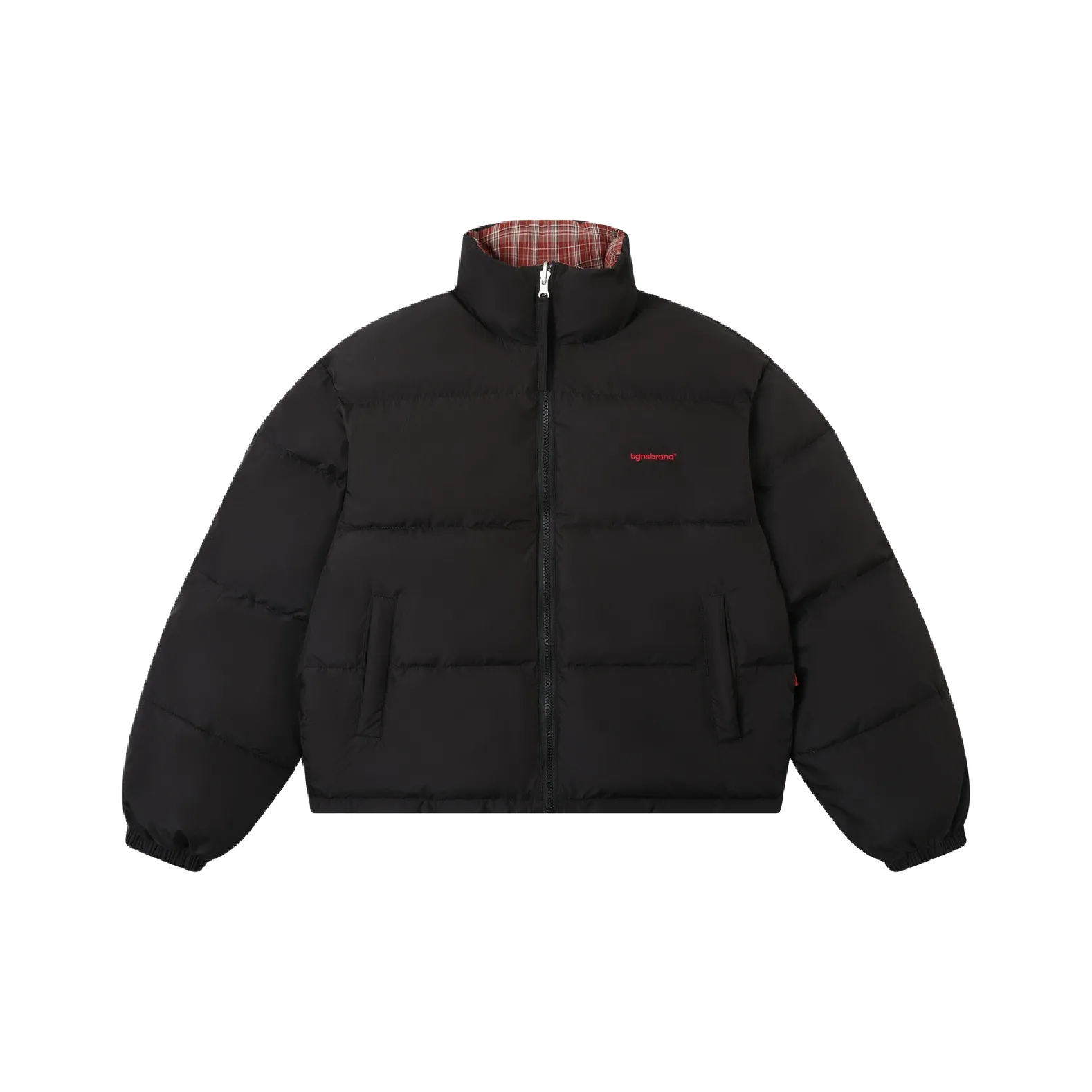 TGNS Хлопковый пуховик унисекс черный красный клетка