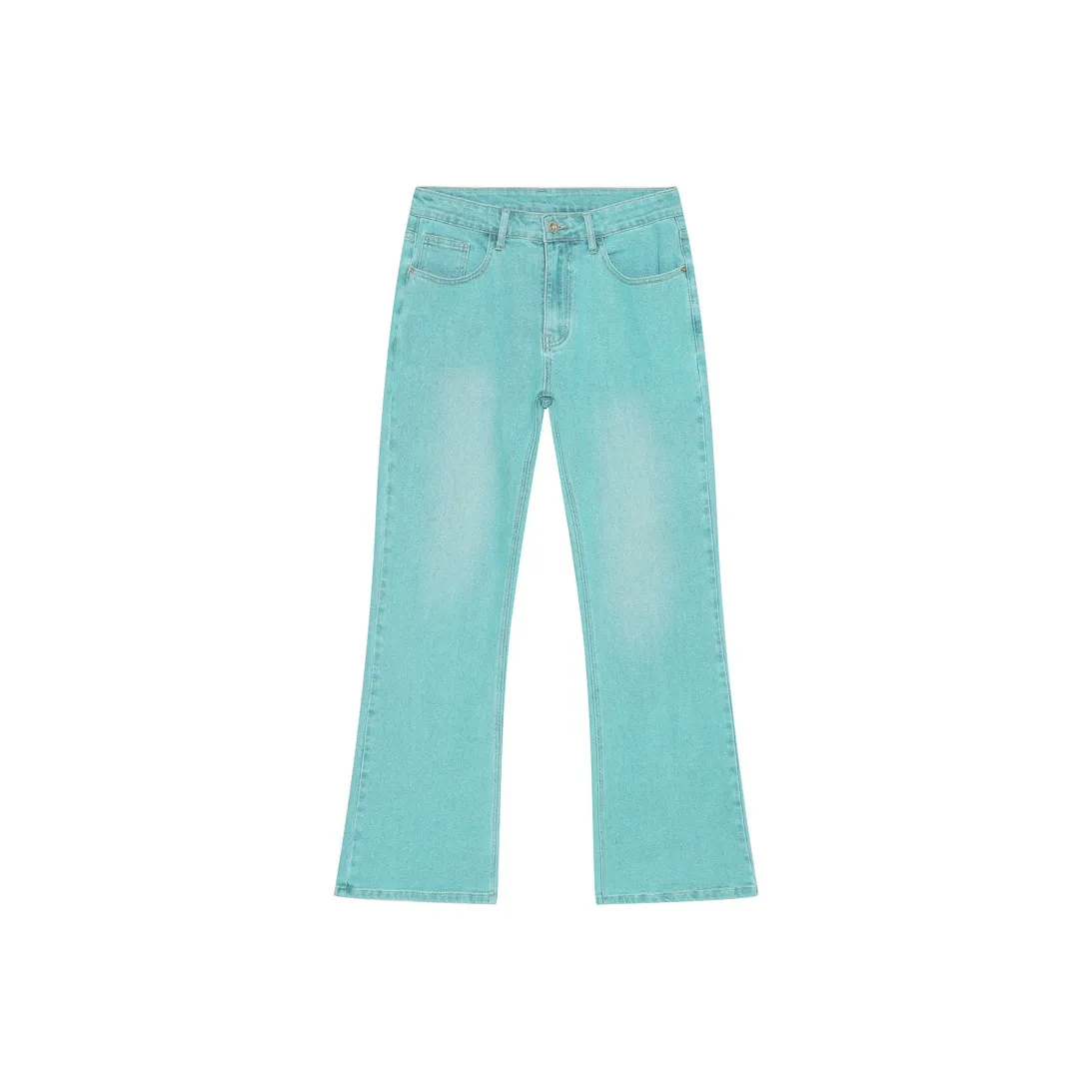 Voguo Relay Niche Jeans Bootcut Unisex Bamboo Leaf Cyan
