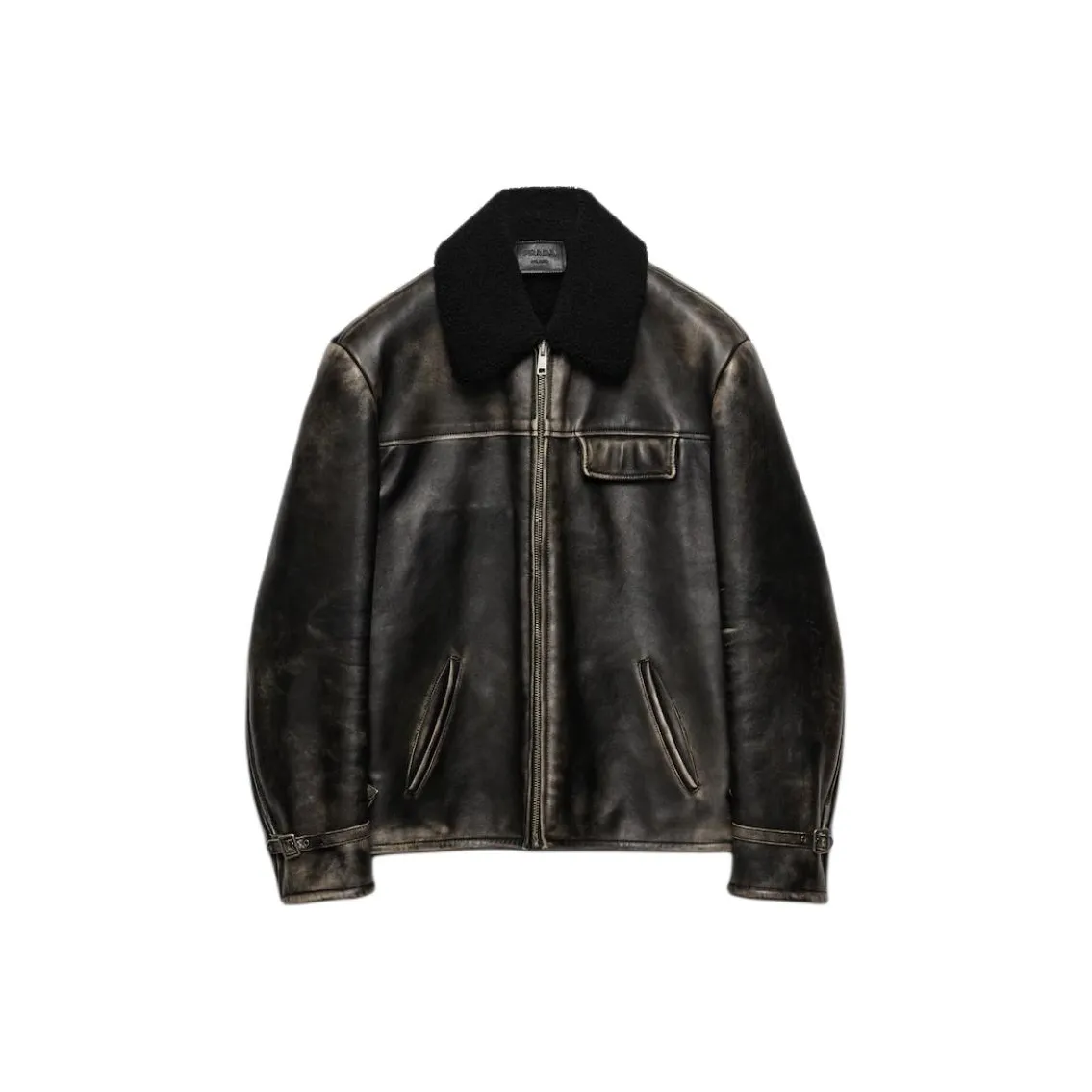 PRADA Leather Jacket Men's Brown