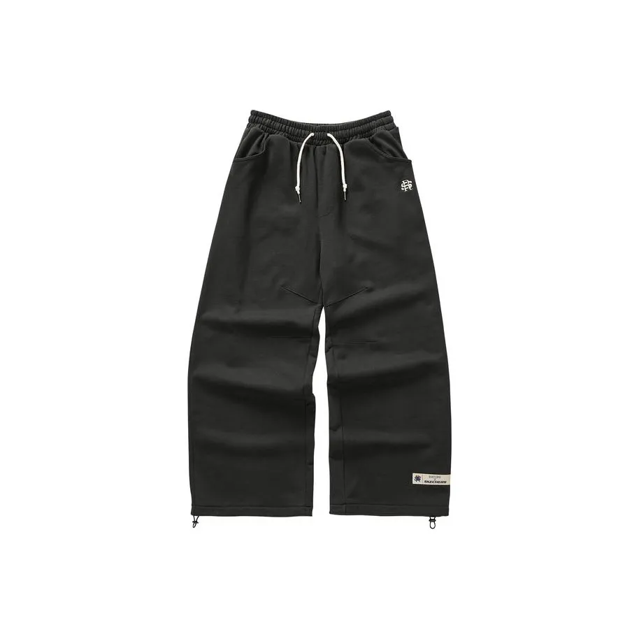 Skechers x Romantic Crown Knitted Sweatpants Unisex Leather Shoes Black