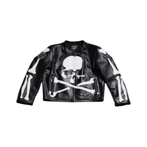 MASTERMIND WORLD Vanson Leathers Collaboration Черная унисекс кожаная куртка