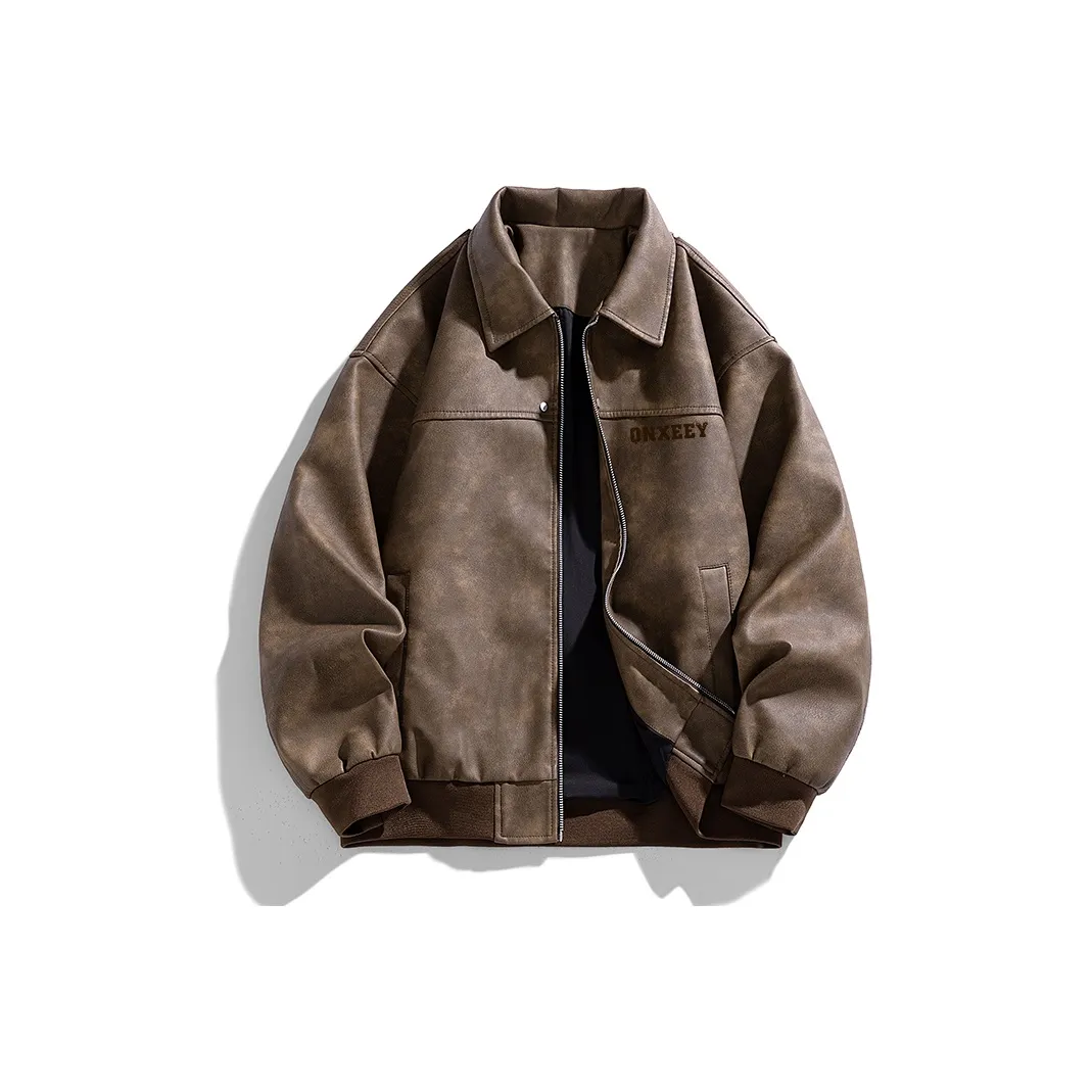 Qnxeey Кожа Куртка Куртка Унисекс