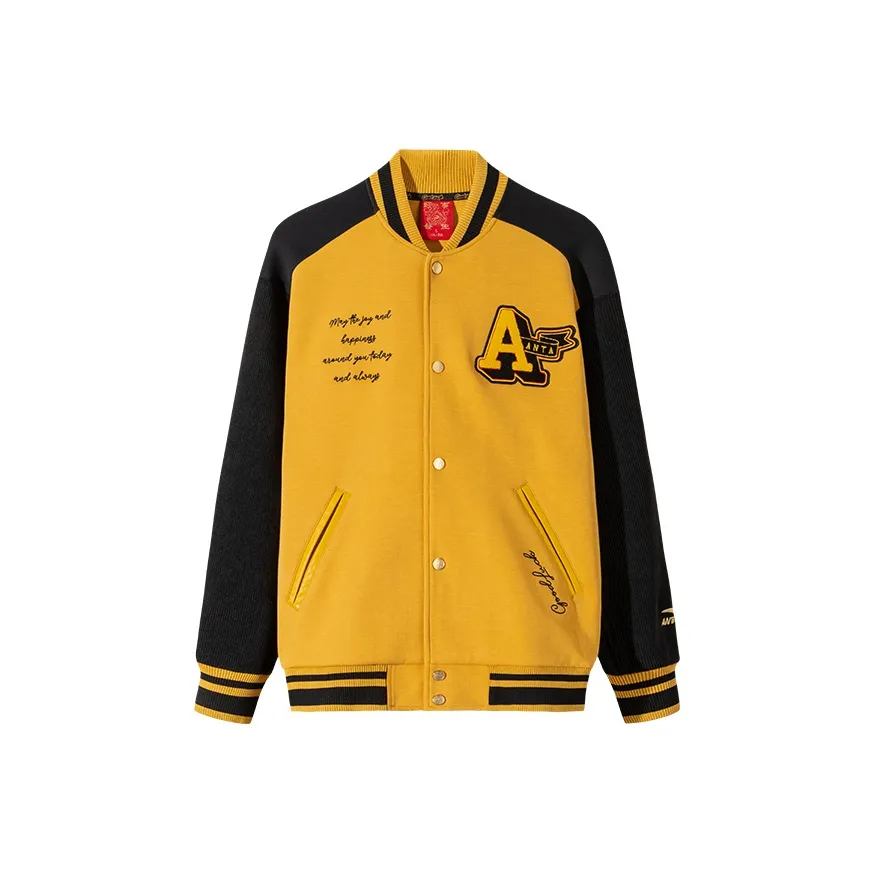 ANTA Бейсбольная куртка Мужская Soaring Желтый Основной черный
