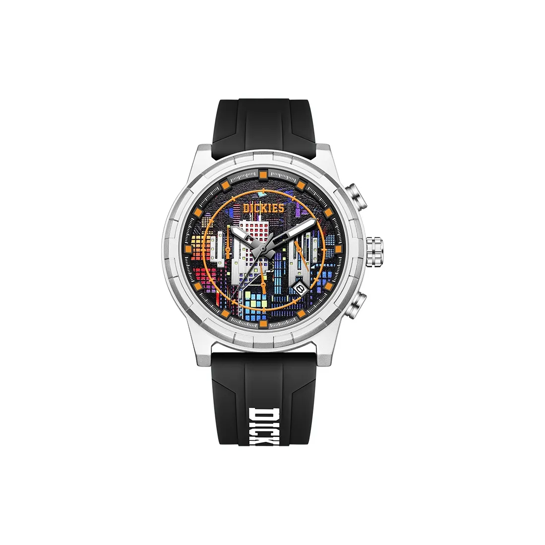Dickies City Outdoor Collection Кварцевые мужские наручные часы силиконовый ремешок черный циферблат