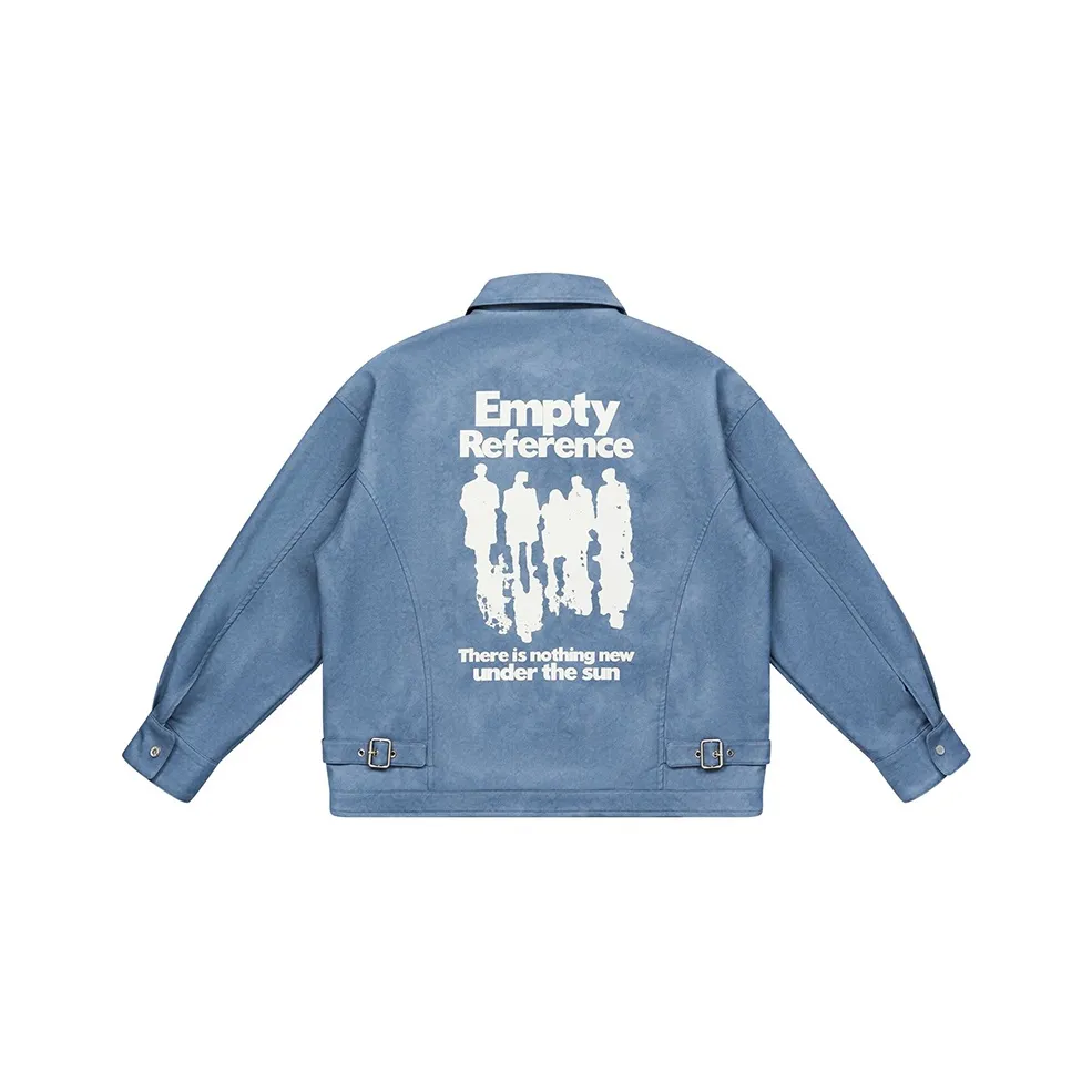 EMPTY REFERENCE Leather Jacket Unisex Blue