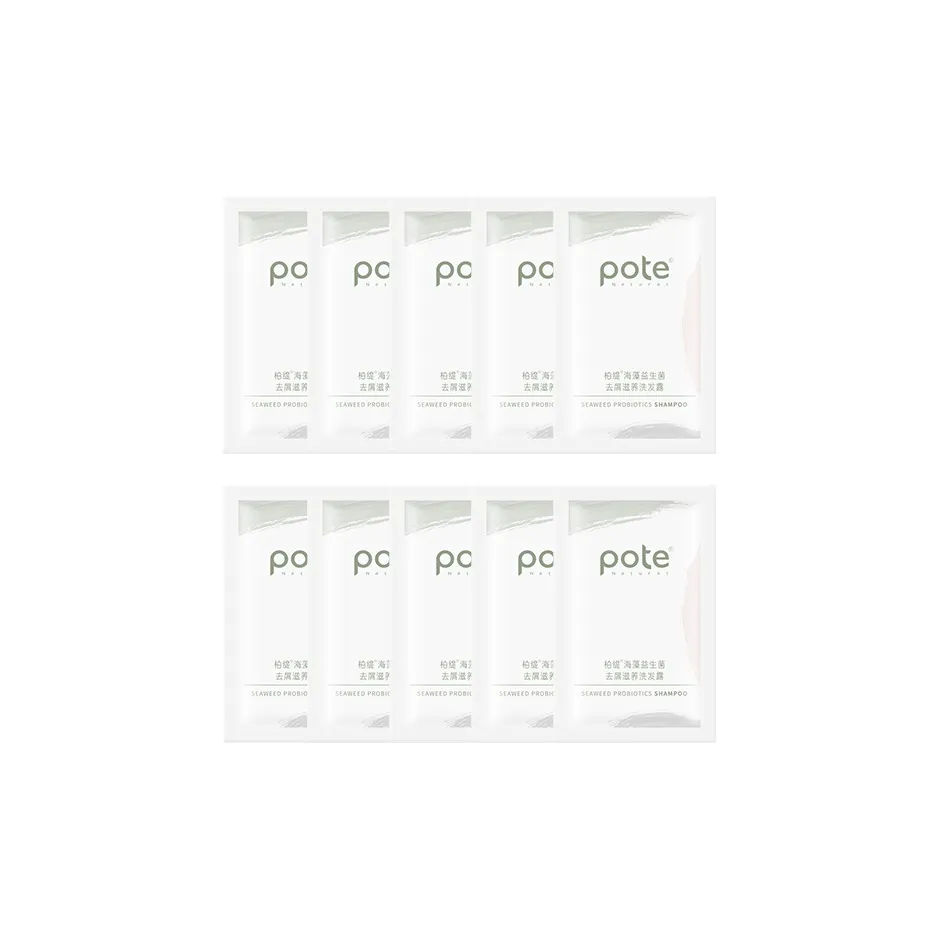 POTE Морская трава Пробиотики Лечение перхоти Уходовое шампунь Глубокая чистка 10 мл*10 Сумка для покупок включена