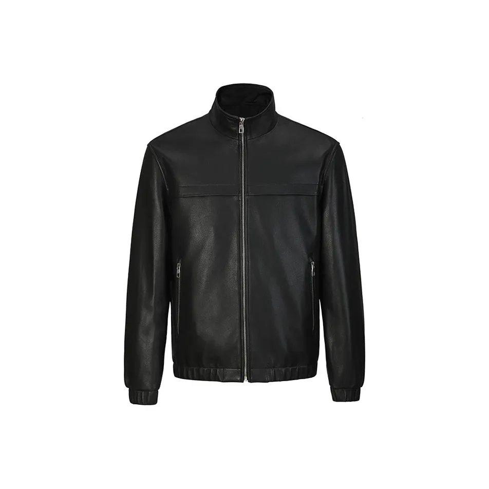 DAVID NAMAN Leather Jacket Men's Black