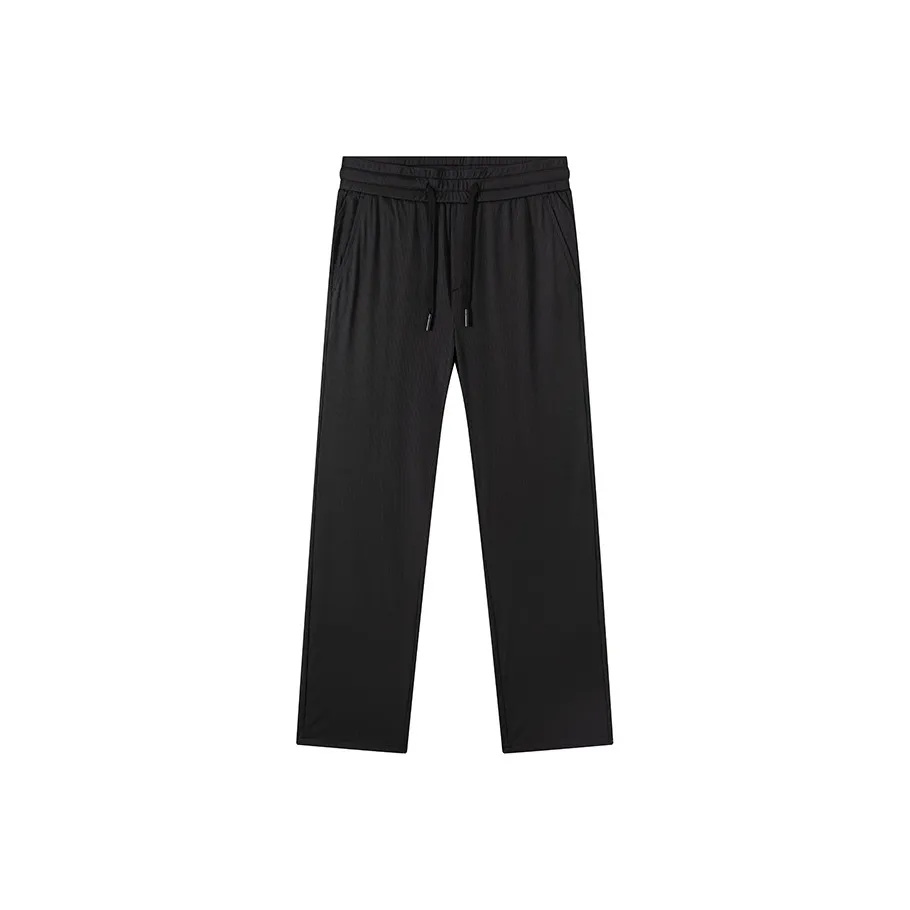 Jean West Business Straight Fit Pants Solid Color Stretch Thin Ice Silk Summer Men's Black