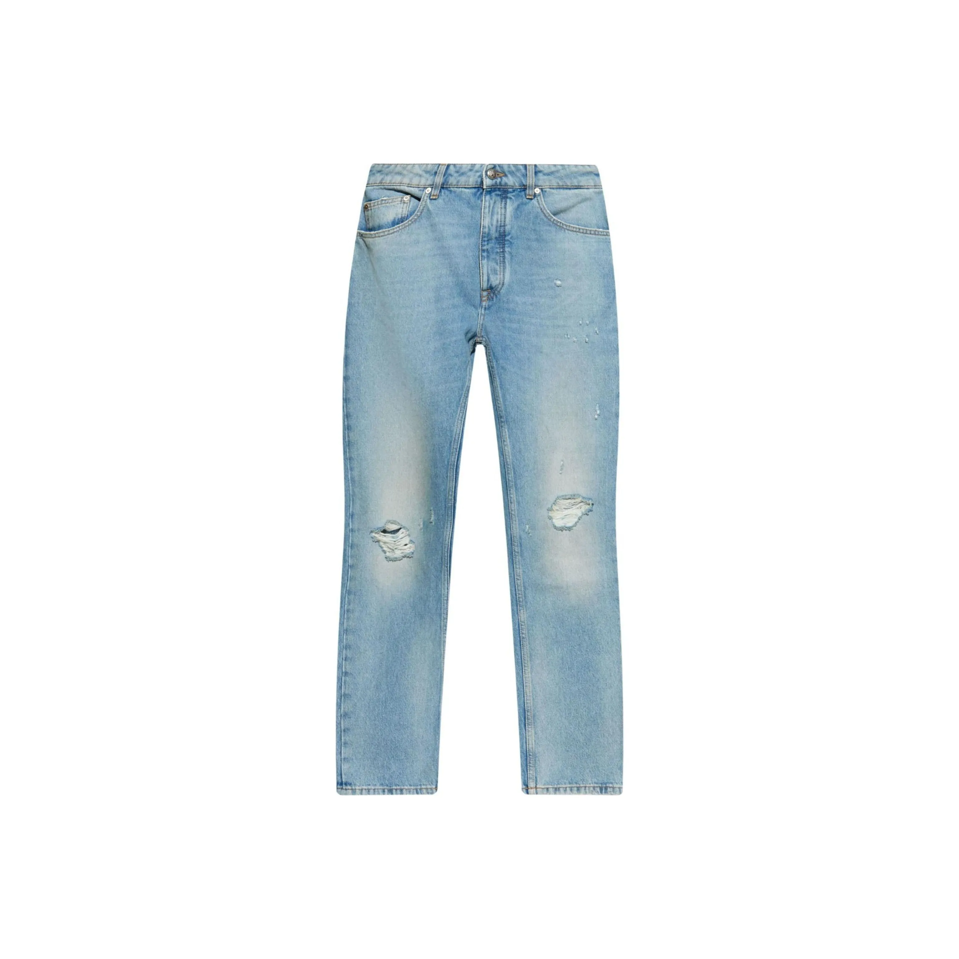PALM ANGELS Straight Leg Distressed Jeans
