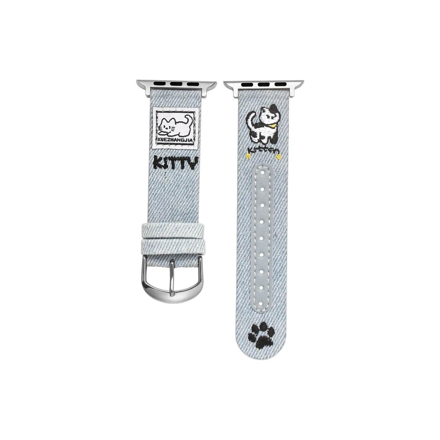 Senior's House Strap Apple Compatibility Denim, Leather Material