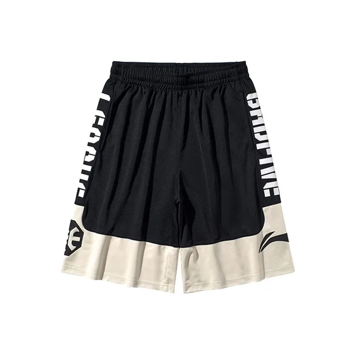 LiNing Casual Shorts Men's New Standard Black Light Antique Yellow