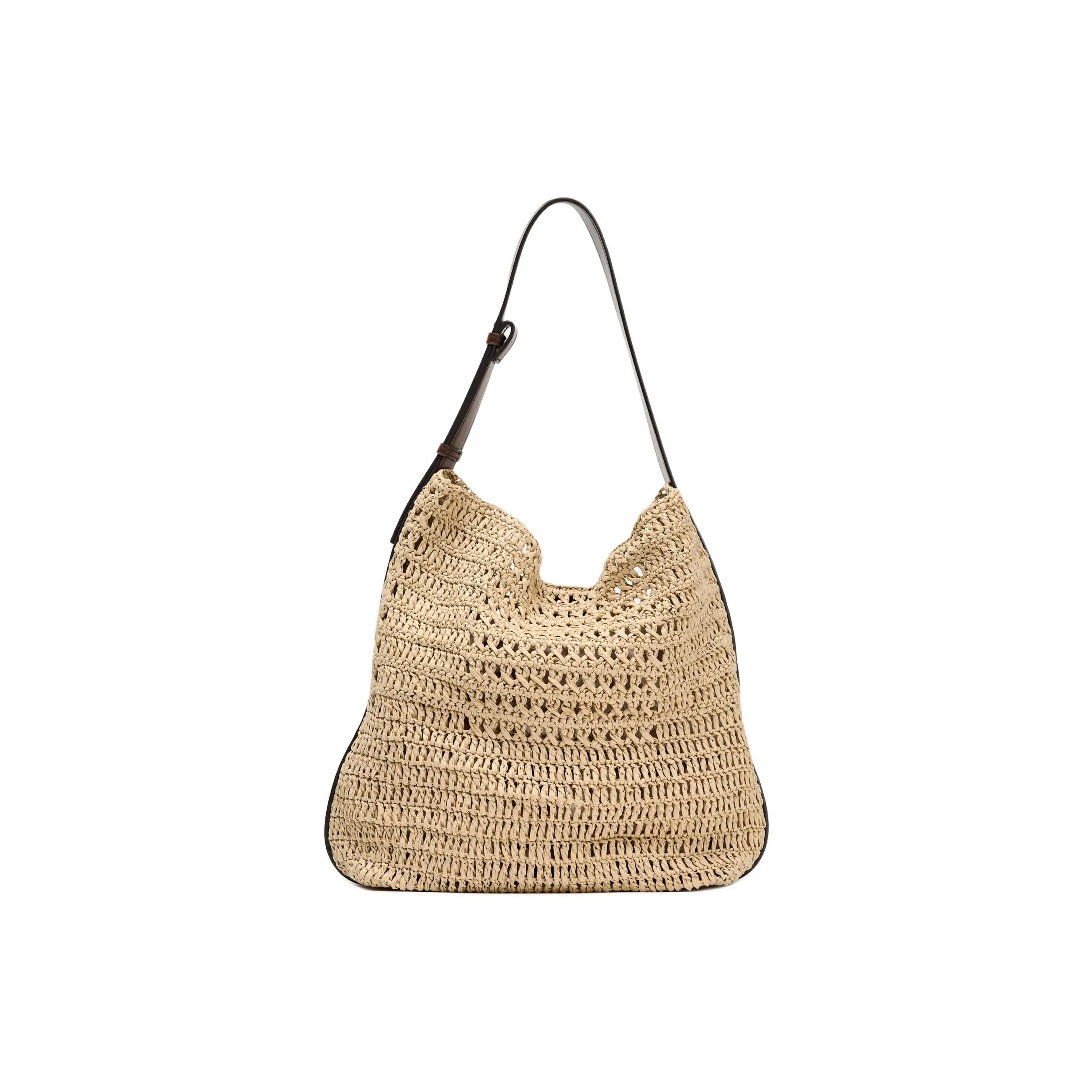 ZARA Целлюлозный материал Ведрообразная сумка Сумка через плечо Большая Женская Светлый бежевый