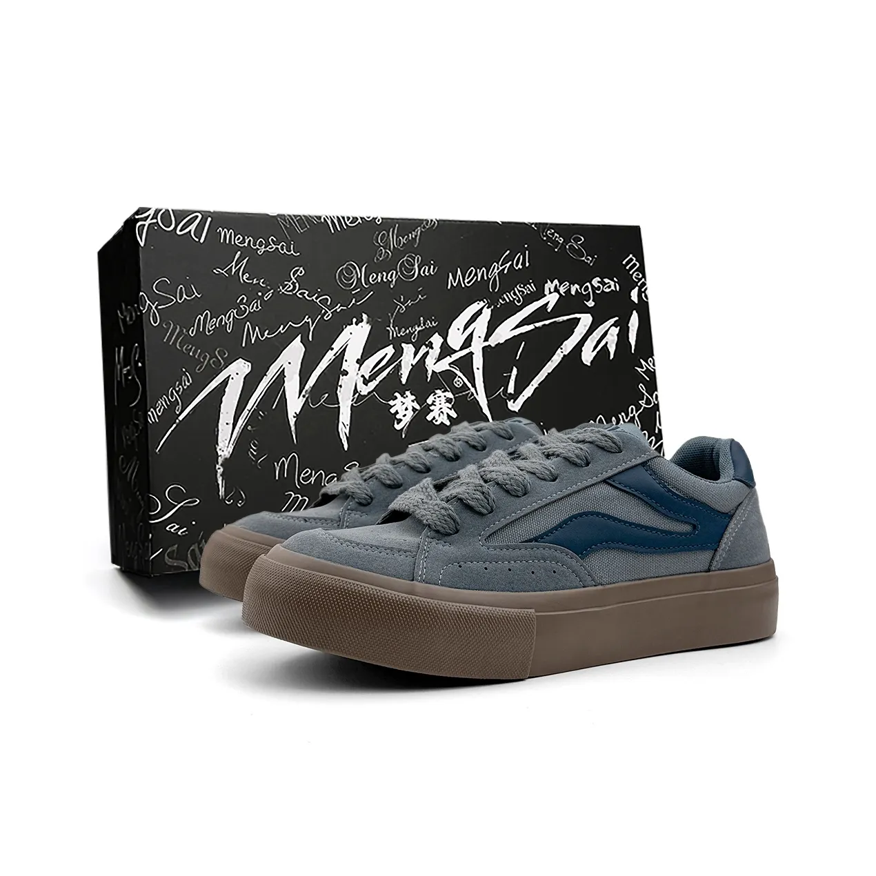 Mengsai Коммутирование Пухлые туфли Противоскользящие Устойчивые к истиранию Низкий Топ Кеды Мужской Серый Синий
