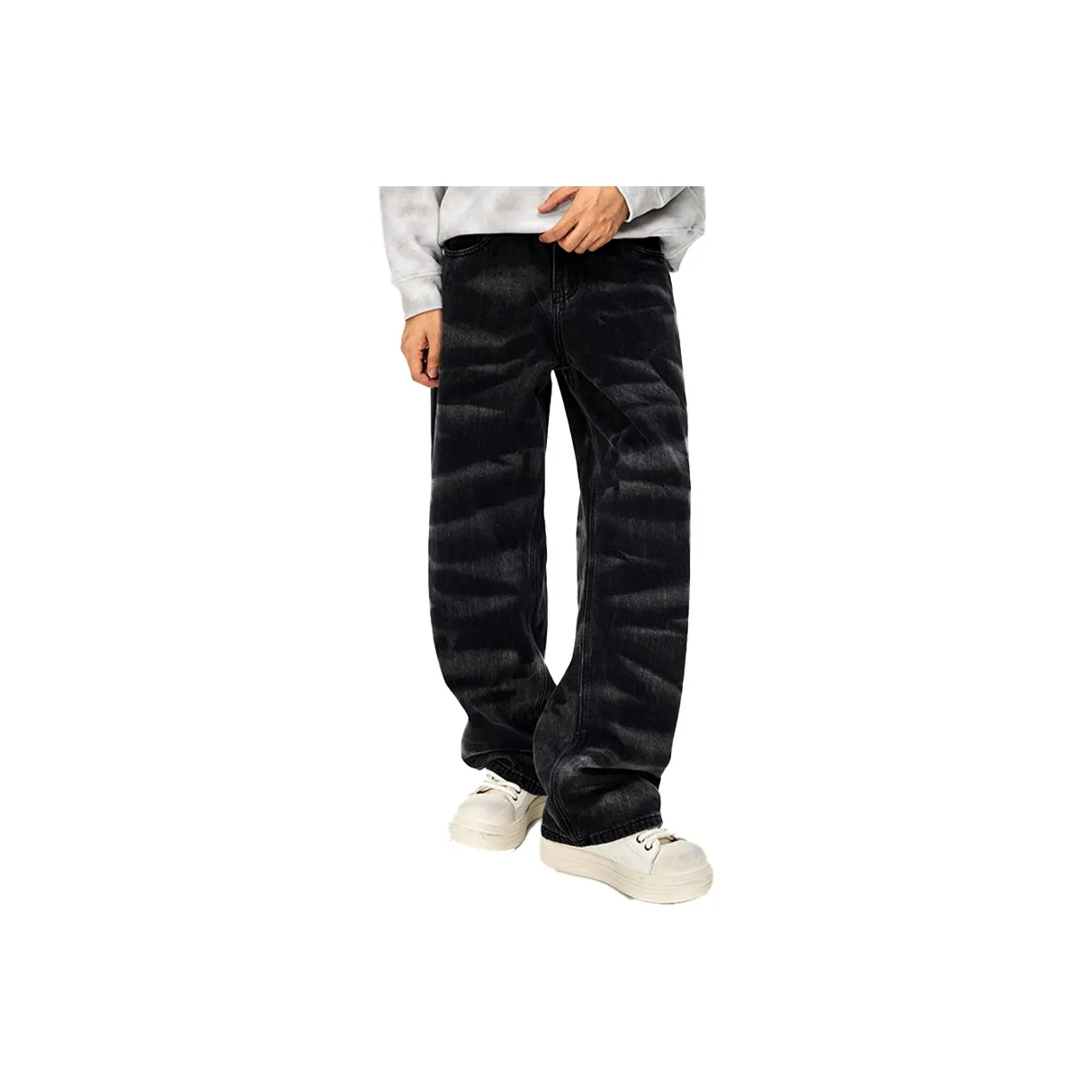 GTRG Jeans Unisex Black Zebra Print