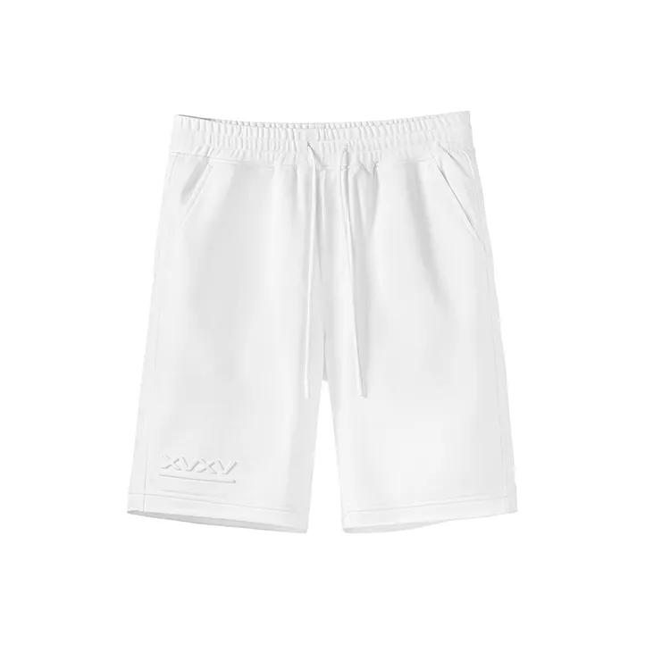NORVINCY Sports Breathable Knitted Fabric Casual Shorts Knee Length Pants Summer Unisex White