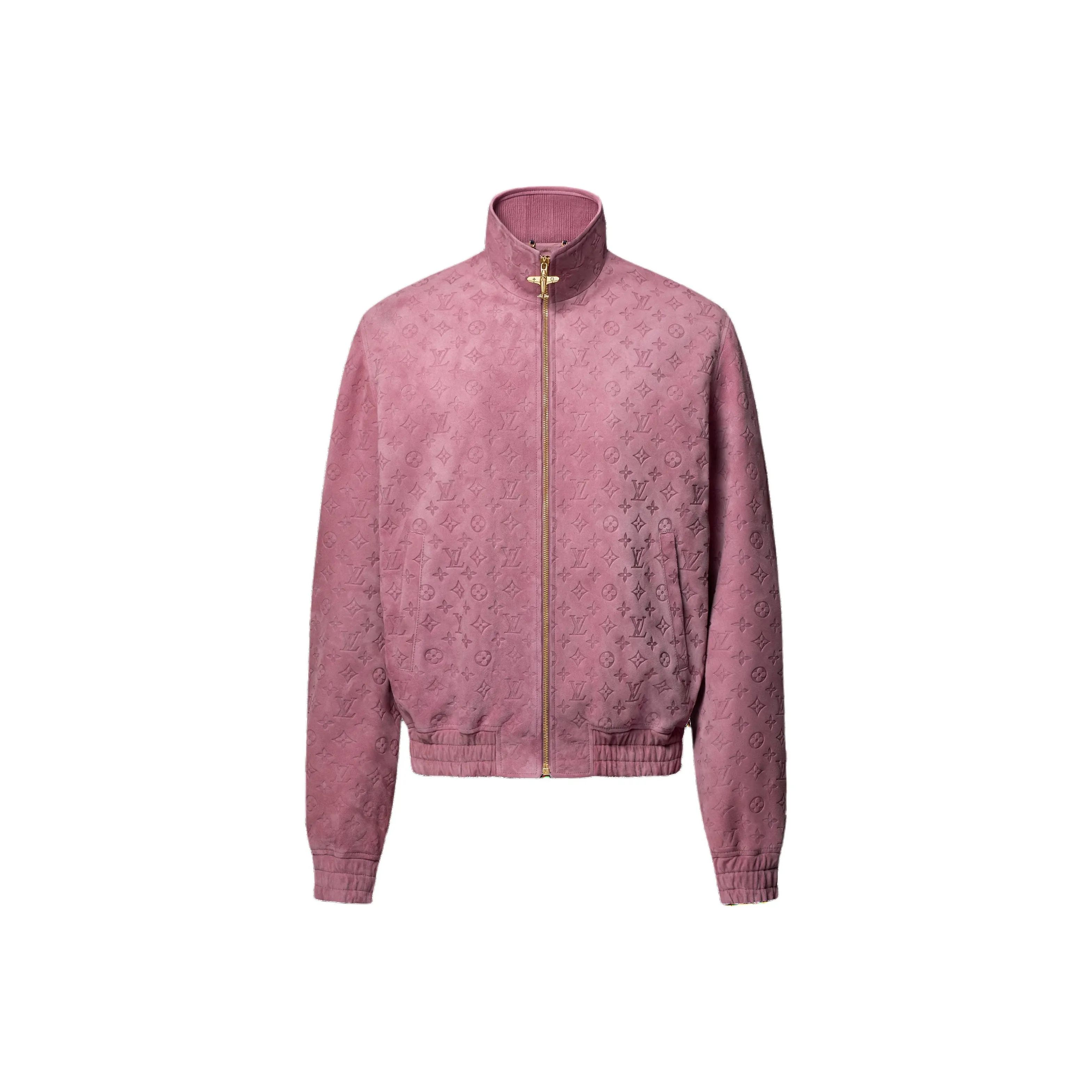 Lv 1AHBUL Monogram Debossed Leather Tracksuit Jacket