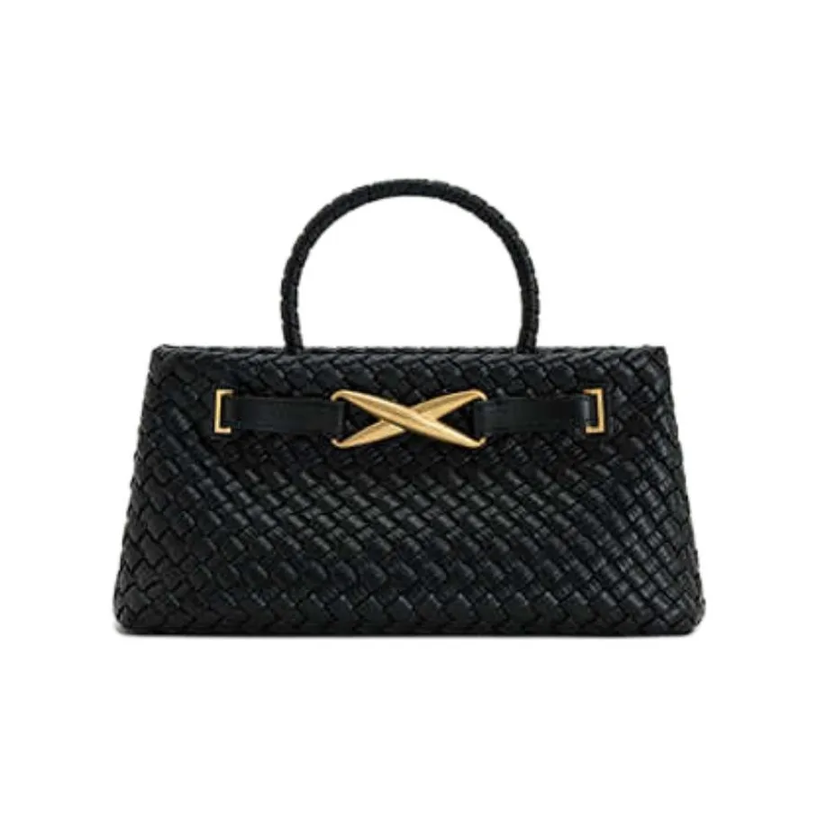 JW PEI Artificial Leather Handbag Medium Size Women's Black/Dark Brown