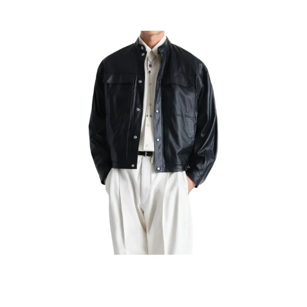 Lemaire Leather Jackets Men Black